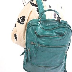 Brand New Free People Turquoise Genuine Leather Laptop Backpack